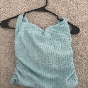 Textured Blue Abercrombie & Fitch Women's Top